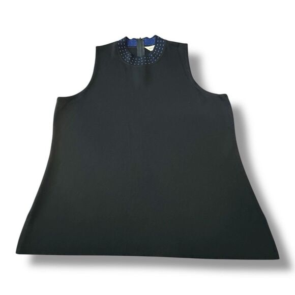 Exclusively Misook Petite Black Royal Blue Trim Tank Top Acrylic Women’s Size XL - Picture 1 of 10